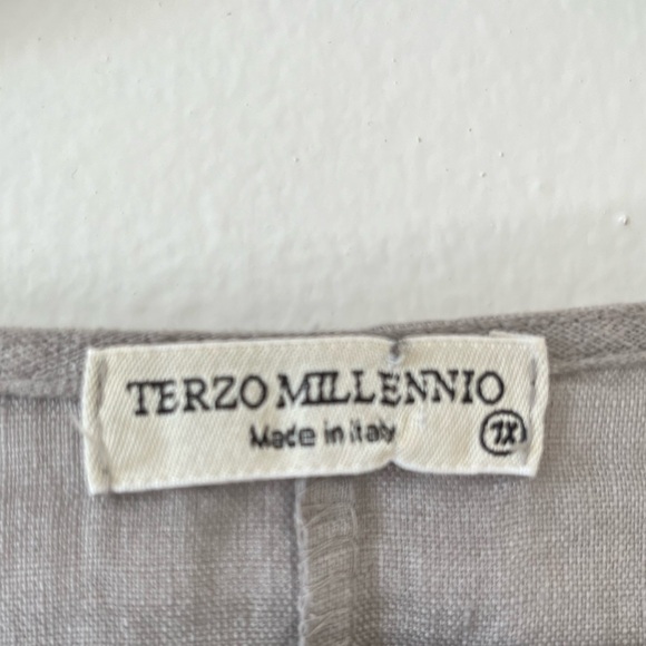 Sold Terzo Millennio Short Sleeve Linen Midi Lagenlook Midi Dress Gray - XL - Picture 7 of 12